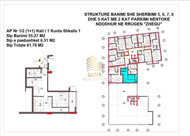Shitet, Apartament 1+1+blk,Residenca EverGreen, 95.000 Euro