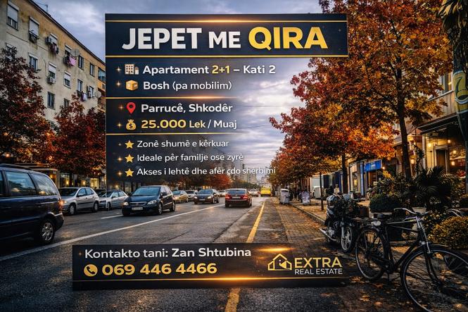 Jepet me qira 2+1 kati 2 Parruce Shkoder