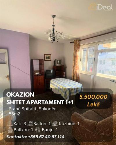 Shitet Apartament 1+1 pranë "Spitalit", Shkodër!